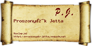 Proszonyák Jetta névjegykártya